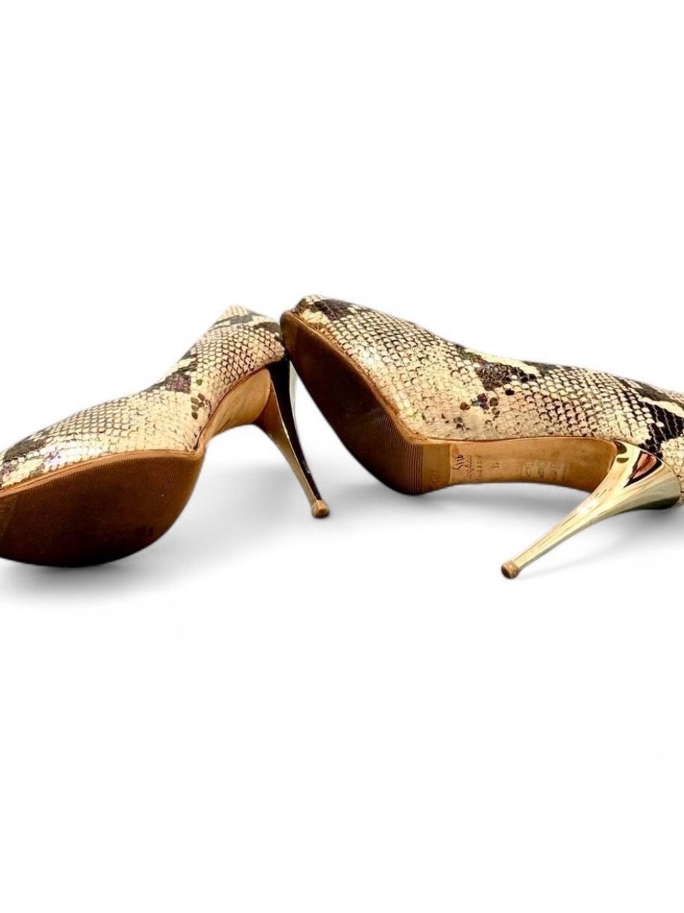 GIUSEPPE ZANOTTI DESIGN Vero Cuoio Python Print Peep-Toe Heels - Picture 7 of 10